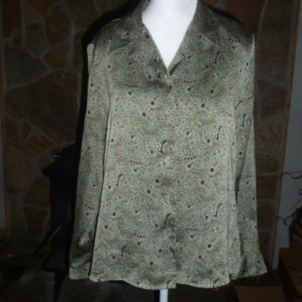 Laura Scott Petite Paisley Print Blouse – Size Petite
